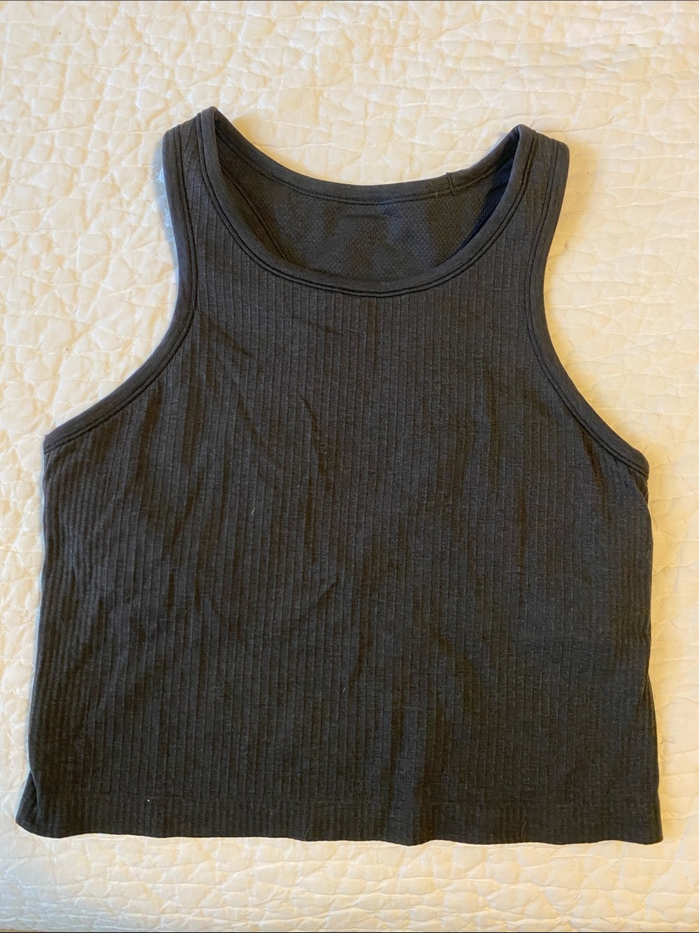 Lululemon Ebb to Street Cropped Racerback Black Tank Top